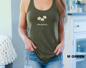 Floral Mama Tank Top, Birthday Gifts for Mom, Happy Mothers Day Tank Top,  New Mom Outfits, Summer Vibes Mom Tanks