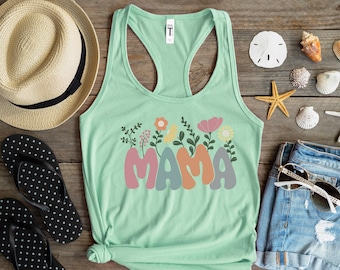 Floral Mama Tank Top, Cute Women's Tank Top, Mothers Day Gift,  Mom Tank , Mommy tank top, Mama To Be , New Mom Gift