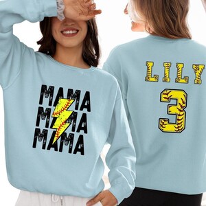 Custom Softball Mama Sweatshirt, Personalized Mothers Day Gift For Softball Mom, Softball Mom Mothers Day Shirt, Softball Season Mama Shirt