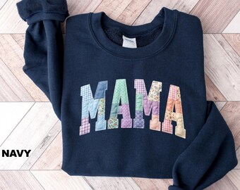 Patchwork Mama Sweatshirt, Retro Nana Crewneck, Trendy Gigi Shirt, Vintage Motherhood Gift, Cozy Mama Shirt, Mothers Day Gifts, Family Match