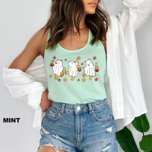 Retro Pooh Ghost Halloween Tank Top, The Pooh Halloween Tank Top, Spooky Season Outfit, Pooh Lover Tank Top, Womens Halloween Tank Top image 5