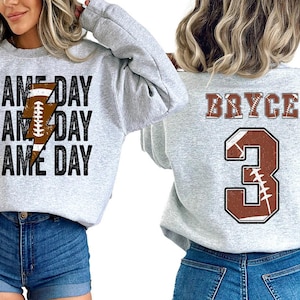 Customized Football  Sweatshirt, Football Game Day Shirt, Football Mama shirts, Personalized Name and Number, Football Fan shirt, Touchdown
