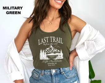 Custom Camping Bachelorette Tank Tops, Last Trail Before the Veil, Lake Themed Bach Tank, Personalized Bach Party Tops, Bachelorette Favors