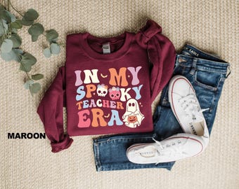 In My Spooky Teacher Era Sweatshirt, Halloween Teacher Shirt, Retro Teacher Halloween Sweatshirt, Fall Teacher Sweatshirt, Back To School