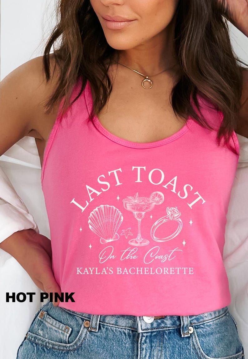 Beach Bachelorette Party Tank Tops, Last Toast on the Coast, Custom Bachelorette Top, Personalized Bachelorette Tank Tops, Nautical Bach Top image 2