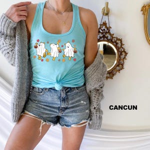 Retro Pooh Ghost Halloween Tank Top, The Pooh Halloween Tank Top, Spooky Season Outfit, Pooh Lover Tank Top, Womens Halloween Tank Top image 2