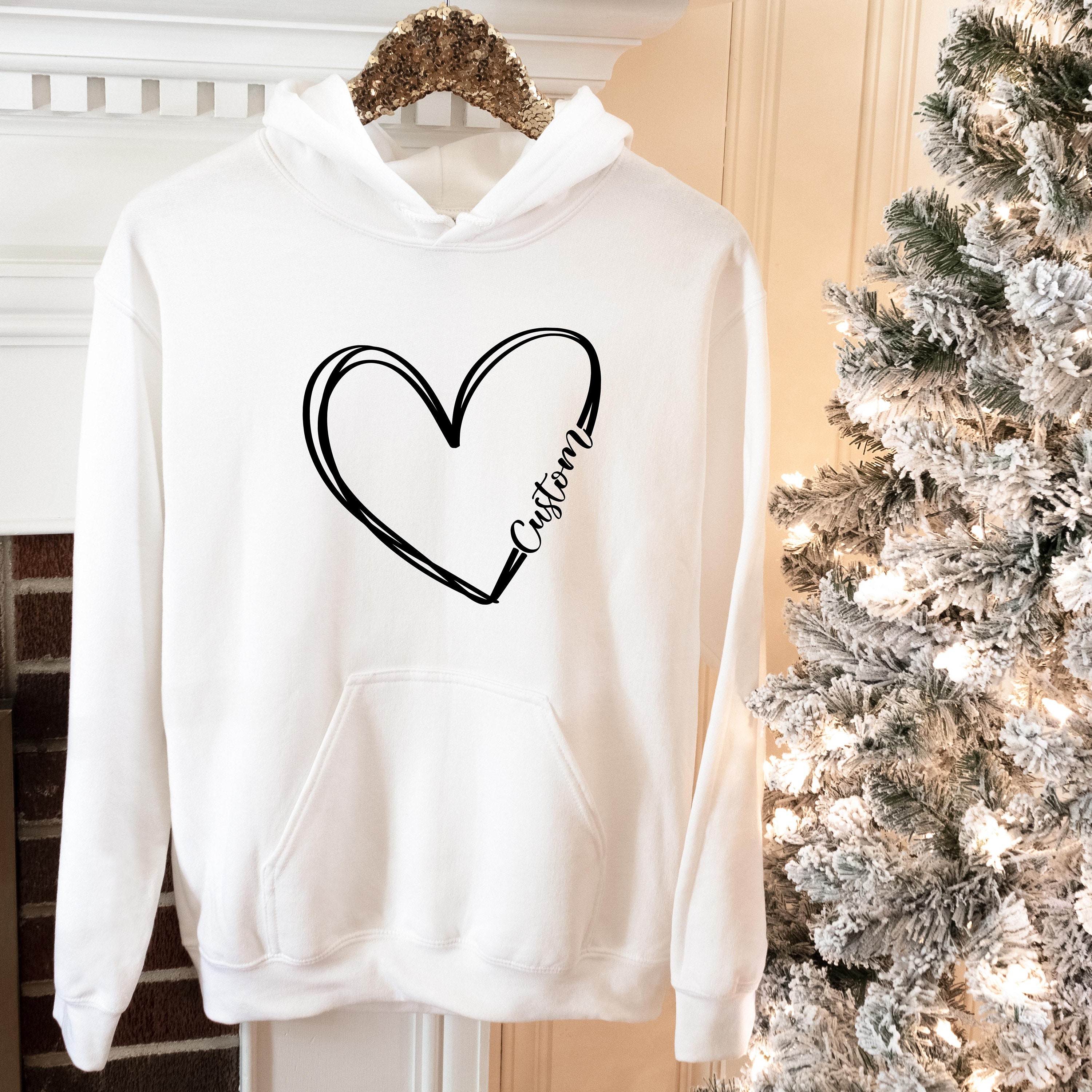 Customized Valentine Day Hoodie Personalized Heart Sweatshirt