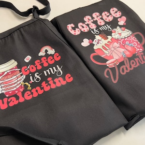 Valentines day apron, coffee donuts gift apron, love apron, Valentine coffee latte apron, Moms apron, womans valentines day apron