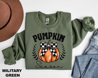 Pumpkin Season Sweatshirts, Fall Vibes Sweatshirts, Womens Fall Sweatshirts, Funny Pumpkin Crewnecks, Thanksgiving Family Sweatshirts