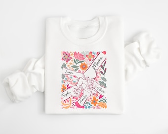Custom Mama Sweatshirt, Kids Name Crewneck, Personalized Mom Gift, Trendy Motherhood Sweatshirt, Minimalist Grandma Shirt