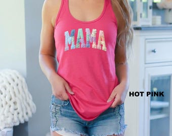 Patchwork Mama Tank Top, Retro Nana Tank Top, Trendy Gigi Top, Vintage Motherhood Gift, Cozy Mama Shirt, Mothers Day Gifts, Family Match