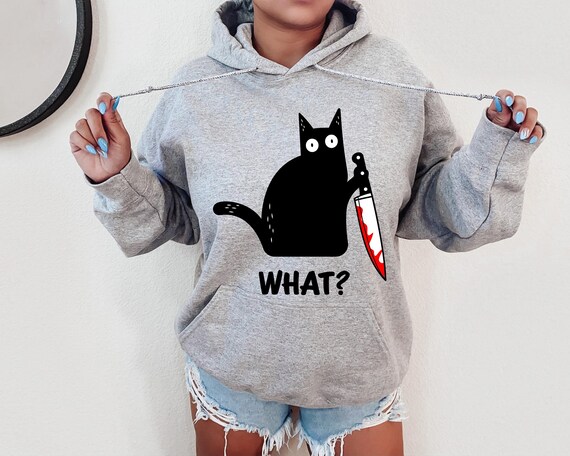 Halloween Sweatshirt, Black Cat Shirt, Black Cat Hoodie, Cat With ...