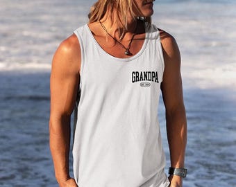 Grandpa Est 2024 Tank Top, Personalized Grandpa Tank Top, Pregnancy Announcement, Gift for Grandpa, Father's Day Gift, Grandfather gift