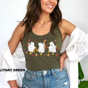 Retro Pooh Ghost Halloween Tank Top, The Pooh Halloween Tank Top, Spooky Season Outfit, Pooh Lover Tank Top, Womens Halloween Tank Top image 1