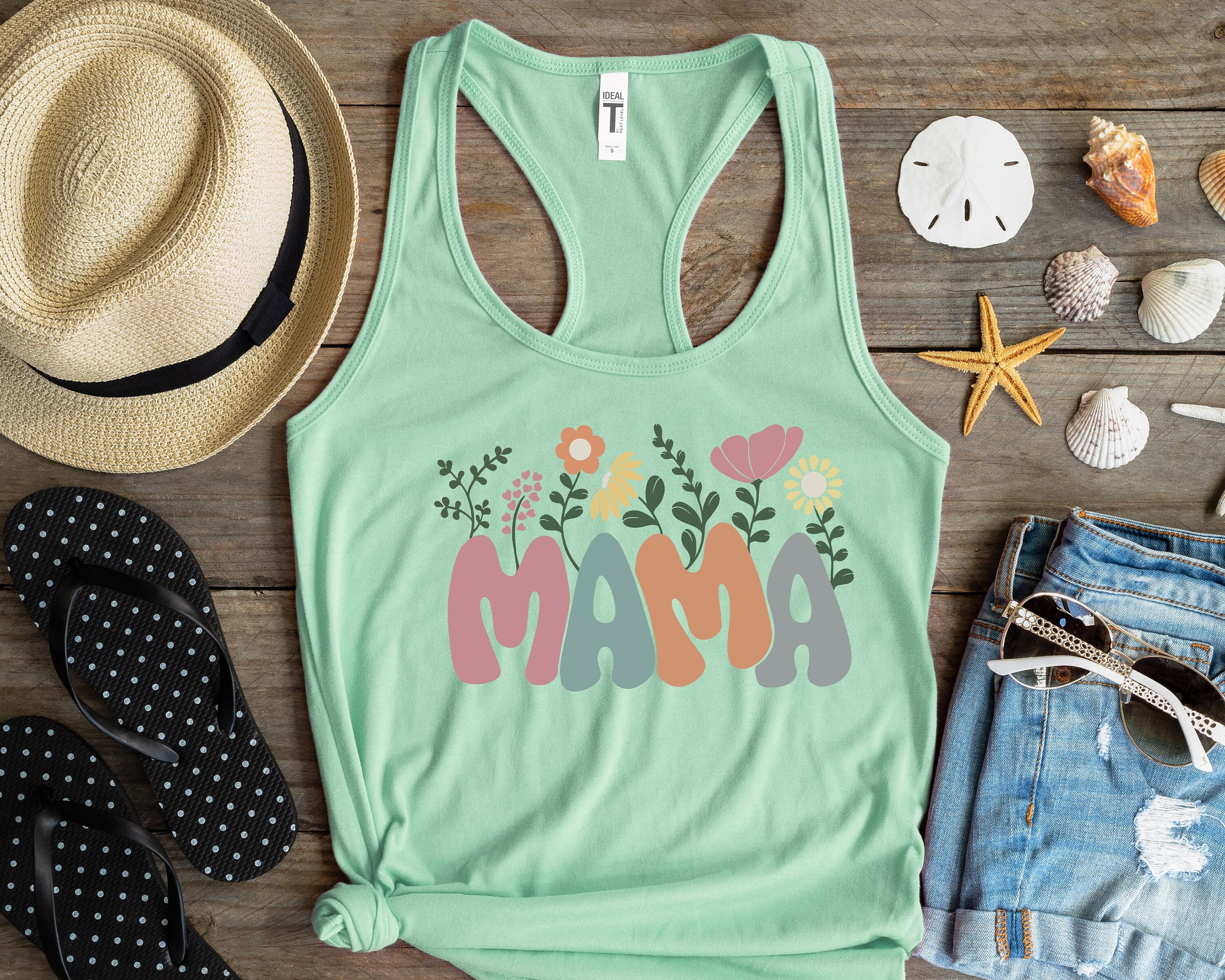 Women's Floral Tank Top - Casual Summer Sleeveless Wildflower Tee In A-Beige, Size Large
