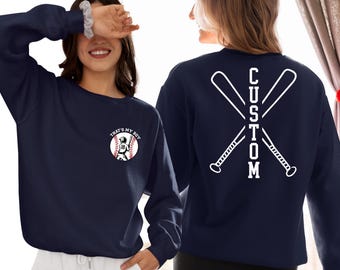 Custom Baseball Sweatshirts, Personalized Name Number Baseball Sweatshirts, Baseball Mom Gift, Team Spirit Shirt,  Game Day Shirt