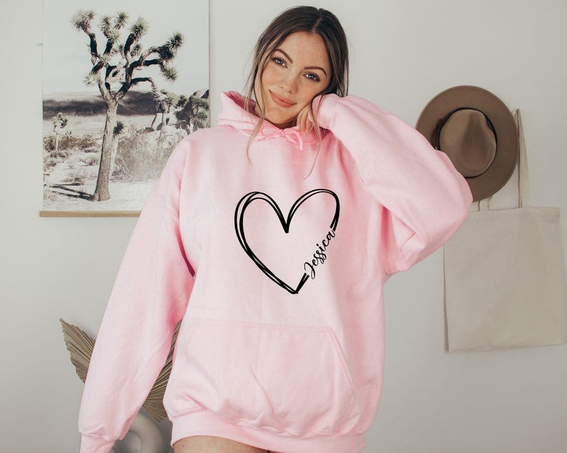 Customized Valentine day Hoodie, Personalized Heart Sweatshirt, Cute Valentine's Sweater, Teacher Valentine's Hoodie, custom Valentine tees image 3