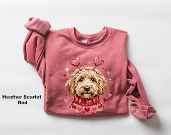Golden Doodle Valentines Sweatshirts, Valentines Day Dog Sweatshirt, Valentines Dog Lover Gifts, Dog Mom Gift for Valentine, Dog owner gift