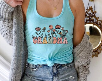 Cute Floral Grandma Tank Top, Cute Women's Tank Top, Mothers Day Gift,  Mom Tank , Mommy tank top, Nana Gift, Cool Grandma Gift