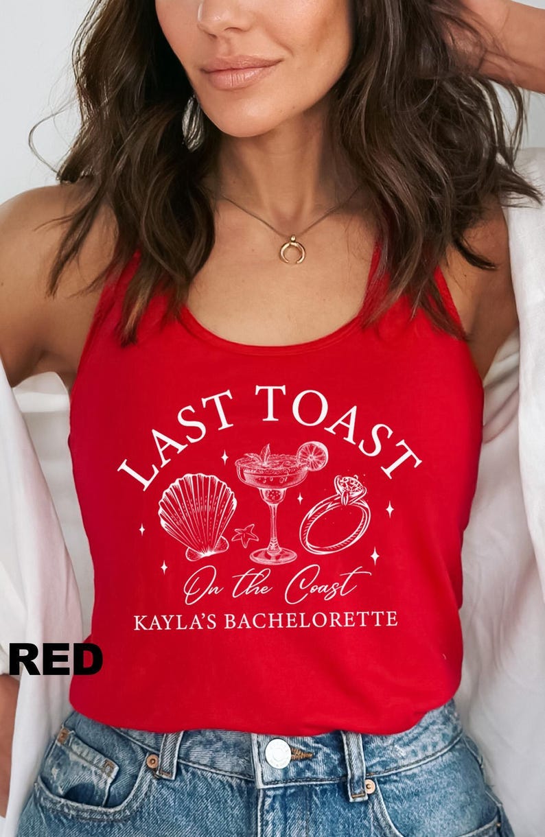 Beach Bachelorette Party Tank Tops, Last Toast on the Coast, Custom Bachelorette Top, Personalized Bachelorette Tank Tops, Nautical Bach Top image 4