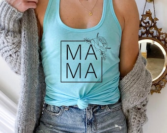 Floral Mama Tank Top, Cute Women's Tank Top, Mothers Day Gift,  Mom Tank , Mommy tank top, Mama To Be , New Mom Gift