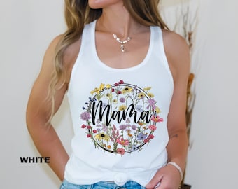 Cute Floral Mama Tank Top, Happy Mothers Day Gift, Spring Mom Tank Tops, Gift for Mom, Spring Mom Tanks, New Mom Gift, Funny Mama Tank Top