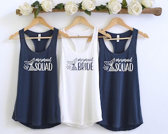 Bridal Party Tank Top,  Nautical Wedding Tank Top, Mermaid Bachelorette Party Tanks, Mermaid Squad, Bridal Party Tank Tops