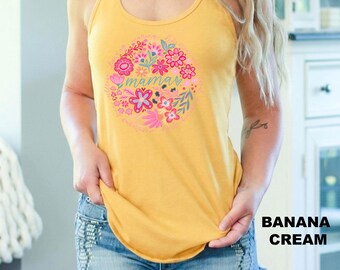 Floral Mama Tank Tops, Boho Flower Mom  Tank Tops, Cute Mother’s Day Gift, Aesthetic Floral Mom  Tank, Funny Mom Shirt, Mom Birthday Gifts