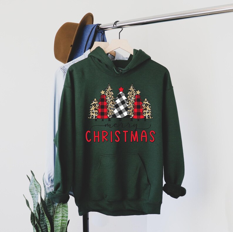 Christmas Hoodie, Christmas trees hoodie, merry Christmas hoodie, Buffalo trees hoodie, Funny and Happy Christmas, Christmas gift Hoodie image 4