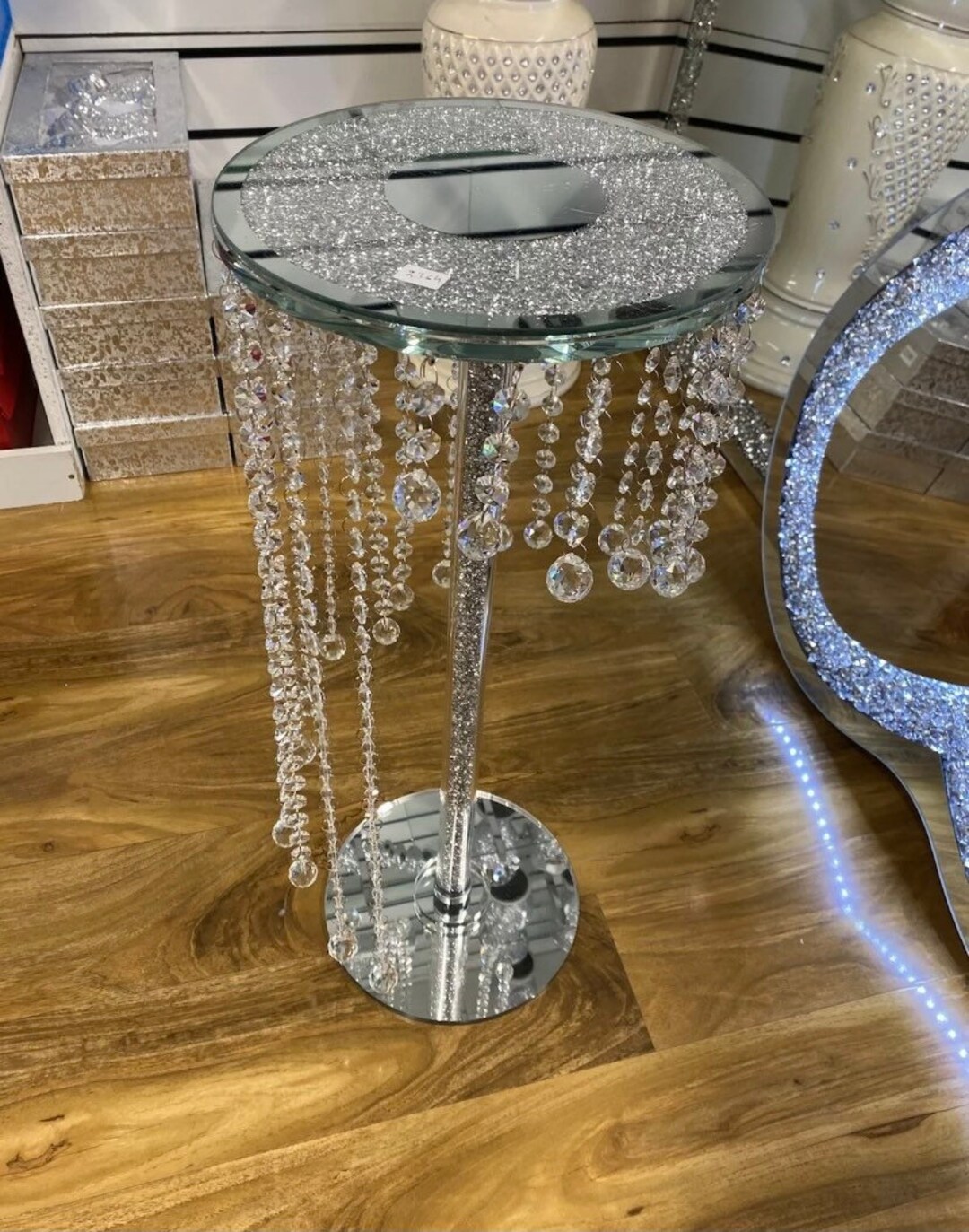 Crushed Diamond Table Home Decor Mirrorred Furniture Etsy