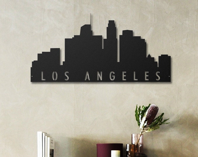 Los Angeles Metal Sign, Custom Metal Wall Art, Cityscape Wall Art, Personalized Metal Wall Sign