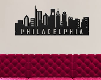 Personalized Philadelphia Skyline Metal Wall Art, Laser Cut Cityscape