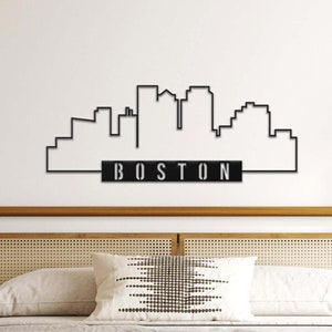 Boston Skyline Wall Art, Personalized Metal Sign, Cityscape Metal Art, Laser Cut