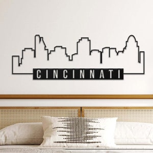 Cincinnati Skyline Wall Art, Personalized Metal Sign, Cityscape Metal Art, Laser Cut, Skyscraper Line Art,