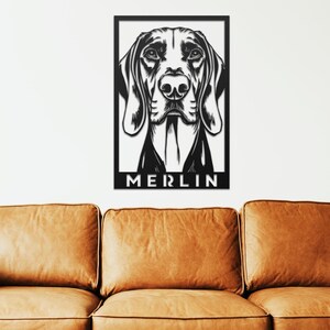 Dog Name Metal Sign, Custom Steel Dog Paw Art, Personalized Dog Room Decor, Dog Breed Metal Art, Pet Wall Signs, Vizsla