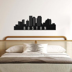 Boston Skyline, Cityscape Metal Art, Living Room Wall Art, Skyscraper Art, Laser Cut Technology