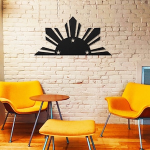 Sun With Three Stars Wall Art, Philippine Flag Metal Sign, Filipino Wall Art, Metal Sign, Laser Cut
