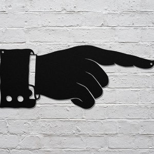Right or Left Pointing Sign, Finger Pointing Metal Sign, Metal Wall Art Signage, Follow Sign Metal
