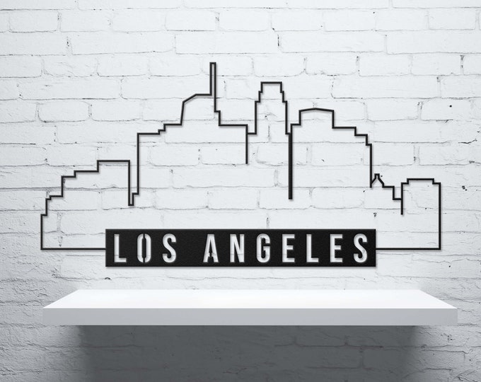 Los Angeles Skyline Wall Art, Personalized Metal Sign, Cityscape Metal Art, Laser Cut