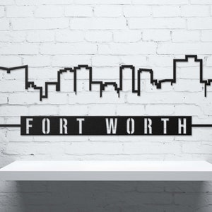 Fort Worth Skyline Wall Art, Personalized Metal Sign, Cityscape Metal Art, Laser Cut Technology, Large Outdoor Metal Art
