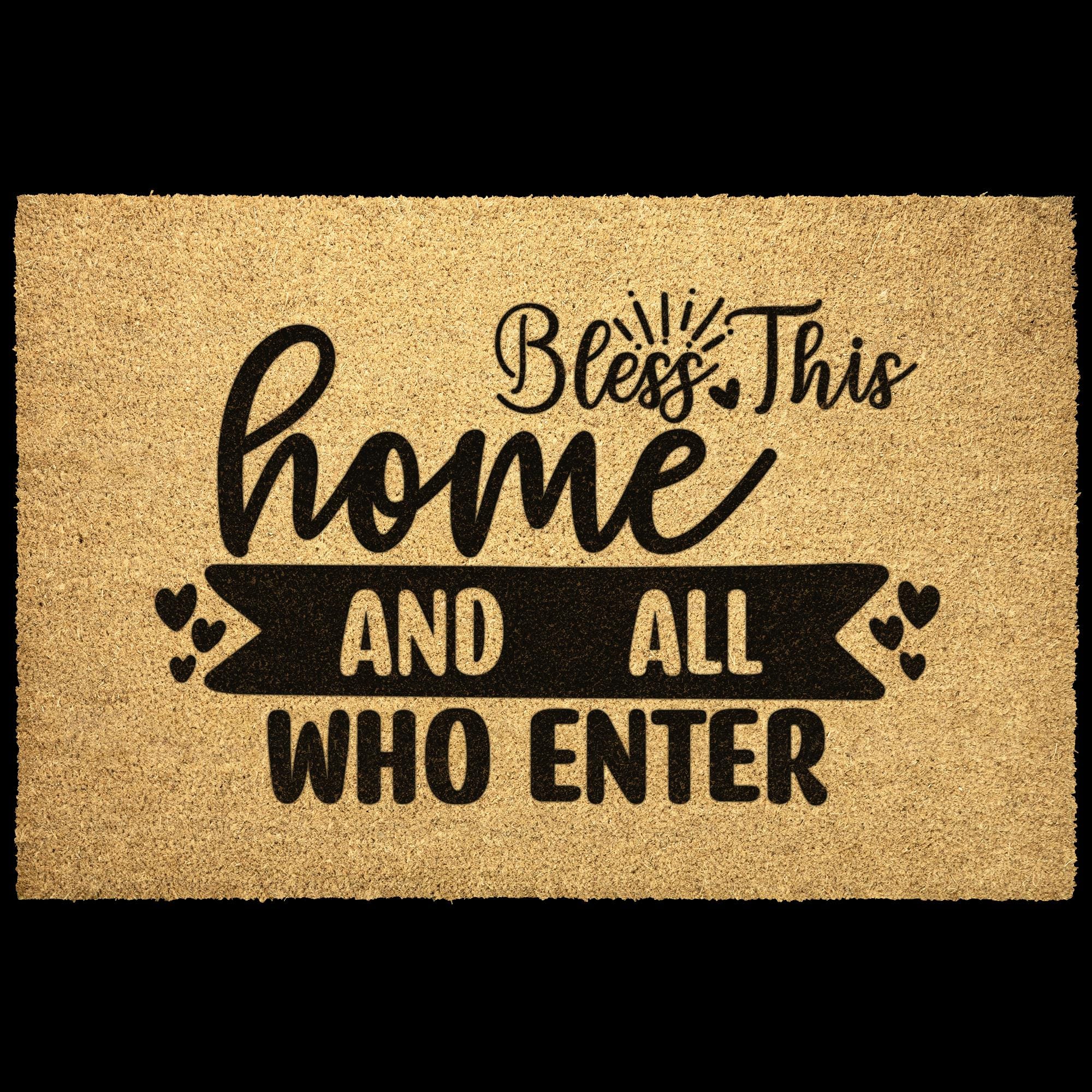 34 Front Porch Decor Ideas for Every Season 15 Bless This Home Coir Doormat, Farmhouse Welcome Mat