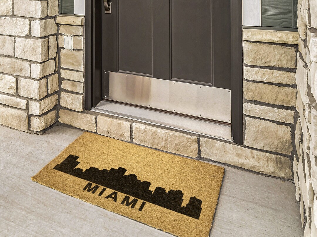 Skyline Rugs Miami Skyline, City Skyline Rug, Coco Doormat, Coir Doormat, Cityscape ...