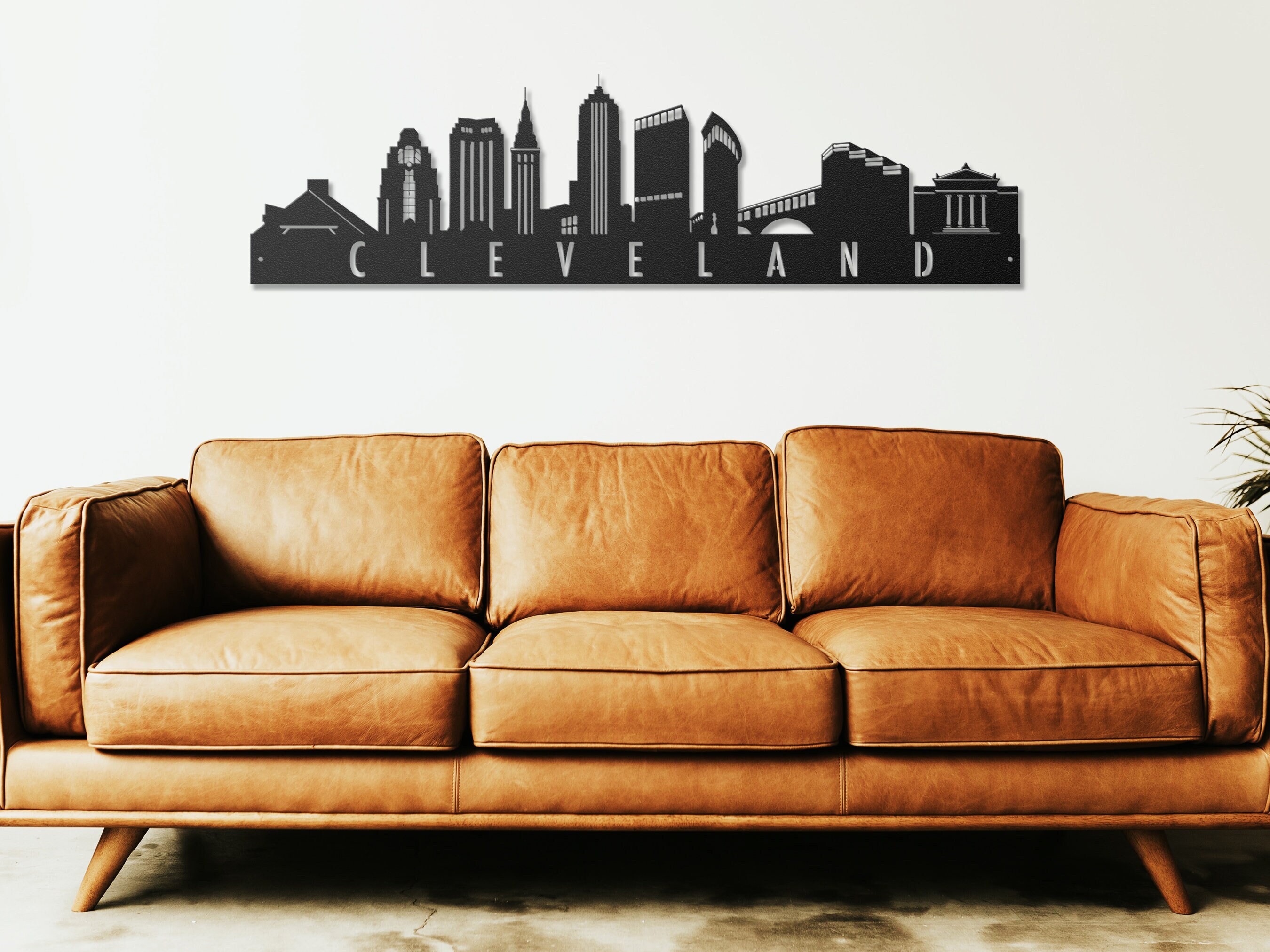Cityscape Metal Art, Cleveland City Skyline, City Silhouette Wall Decor, Personalized Metal Name Sign, Large City Metal Wall Art