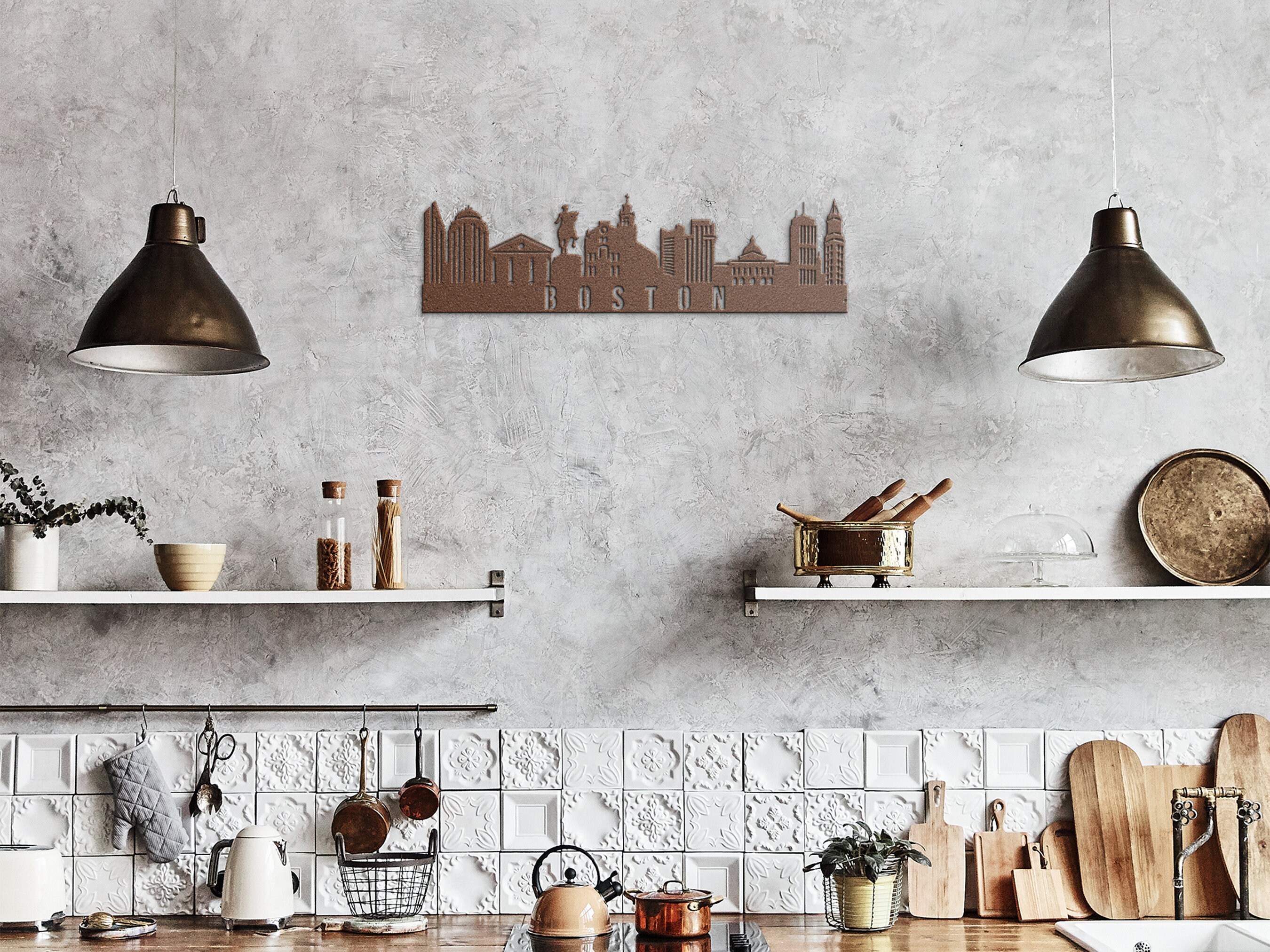 Personalized Metal Art, Boston City Skyline Wall Decor, Home Metal, City Silhouette, Gift for