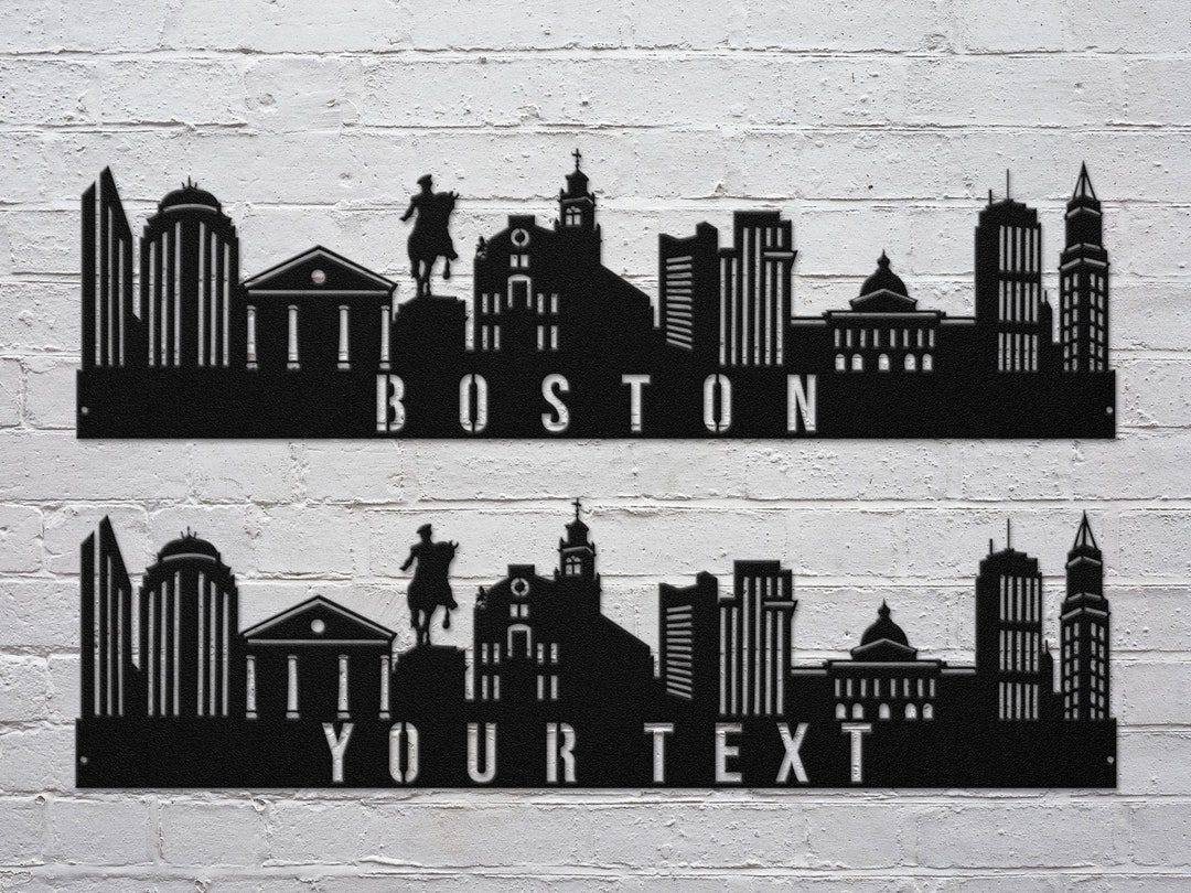 Personalized Metal Art, Boston City Skyline Wall Decor, Home Metal, City Silhouette, Gift for