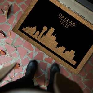 Dallas Skyline, City Skyline Doormat, Indoor and Outdoor Doormat, Coir Doormat, Small to Large Size, Housewarming Gift, Cityscape Theme