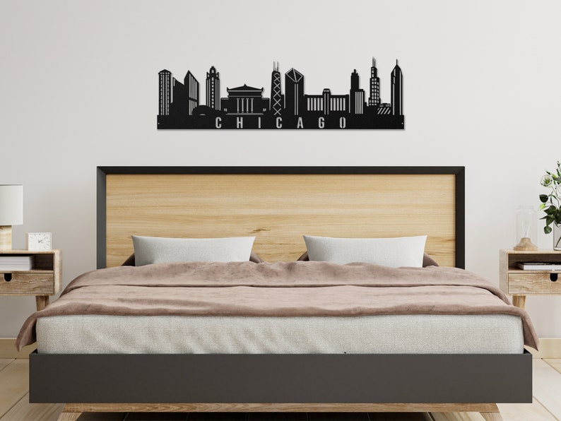 Personalized Metal Art Chicago City Skyline Wall Decor City Etsy