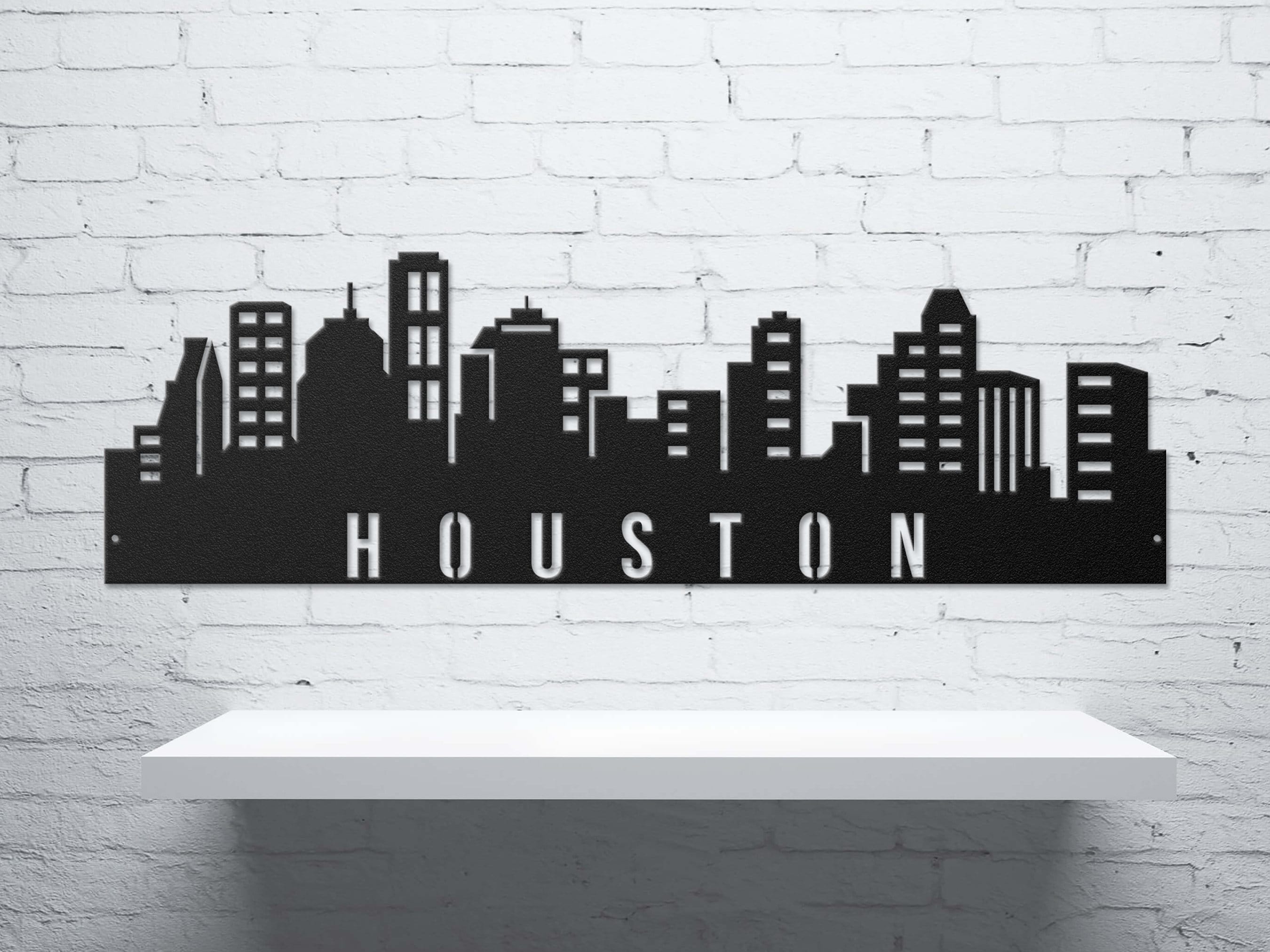 Houston Metal Art, Personalized City Skyline, Cityscape Wall Art, Laser