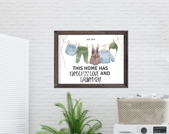 Modern farmhouse laundry room sign, clothesline, single print, simple, minimalist, modern farmhouse decor, frame not included
