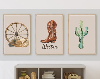 Western Nursery Art Prints, Rodeo Cowboy Decor, Set of 3 (Digital Download)